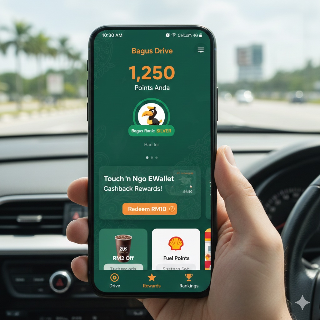 BagusDrive app screenshot showing rewards dashboard